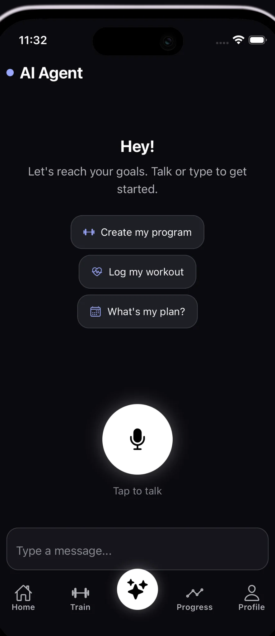 Spotter AI coach chat screen