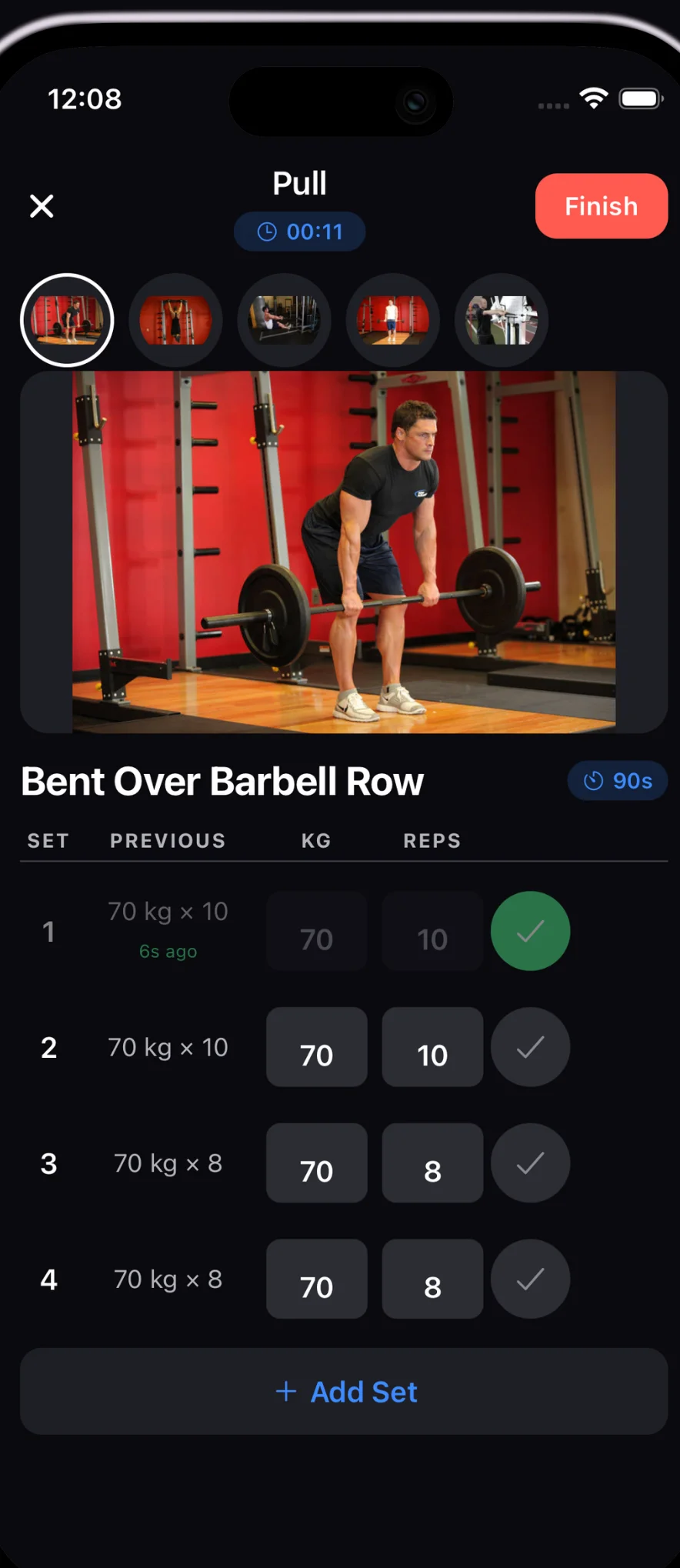 Spotter live workout tracking screen