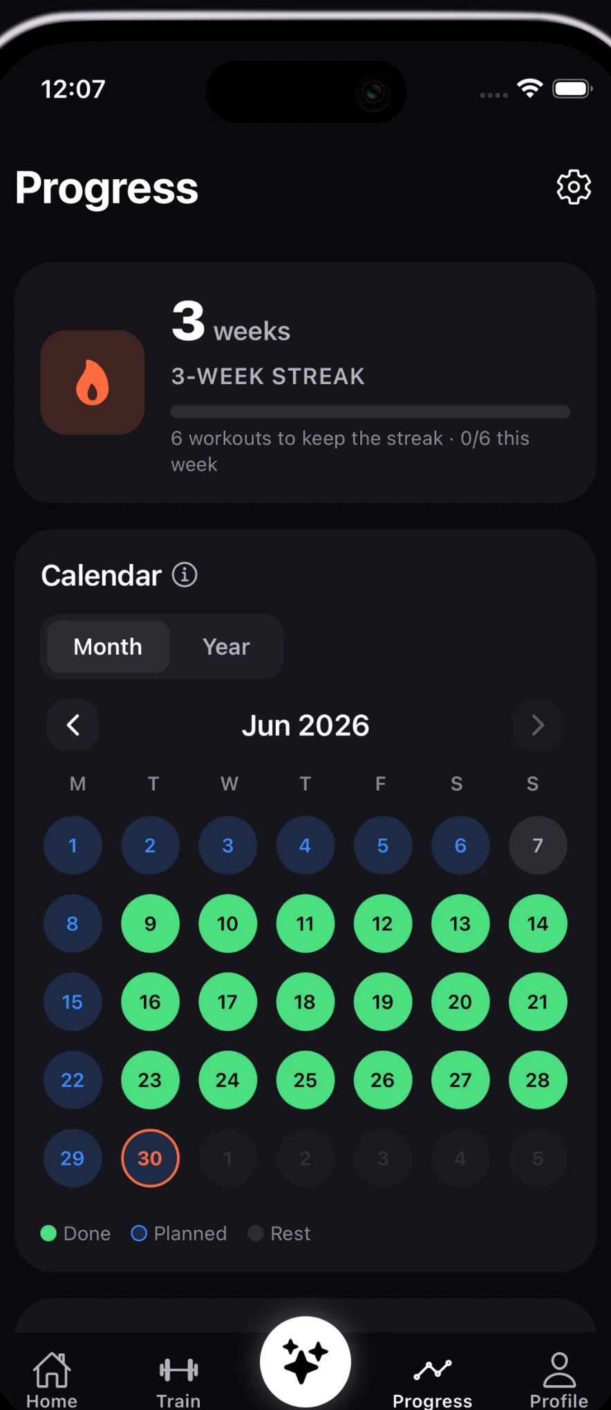 Spotter progress and streak screen